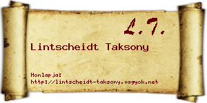 Lintscheidt Taksony névjegykártya